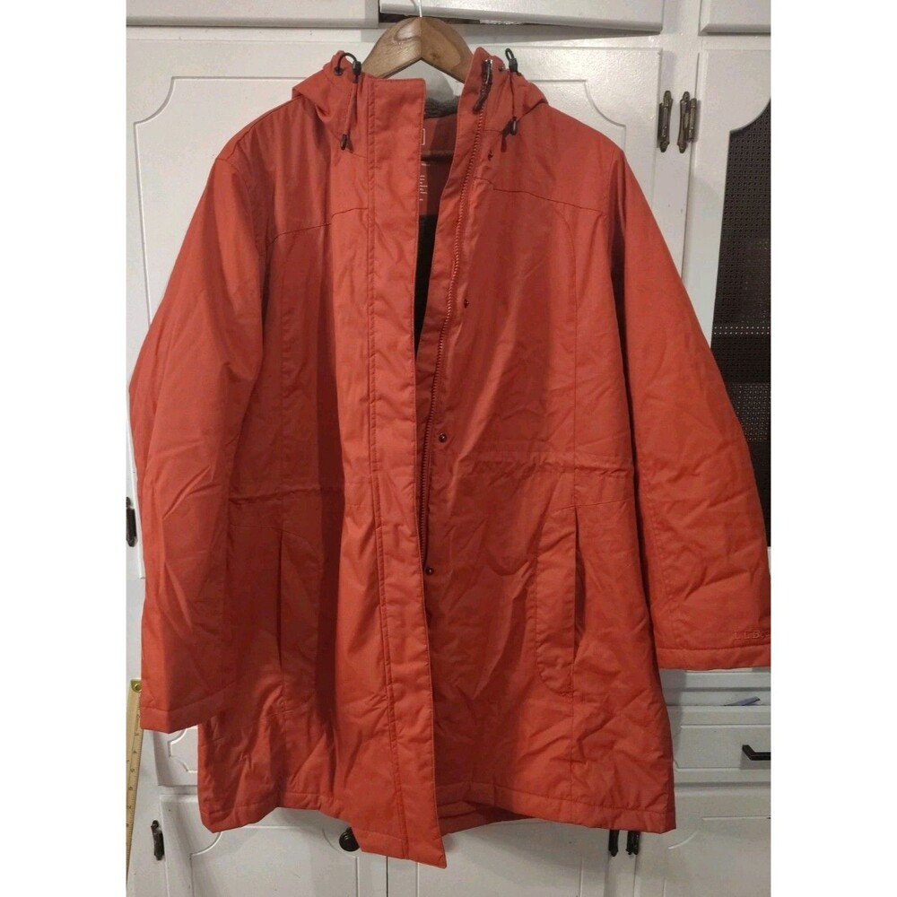 L.L. Bean Women’s XL Winter Parka Jacket Hooded Quilted Coat Lined Orange